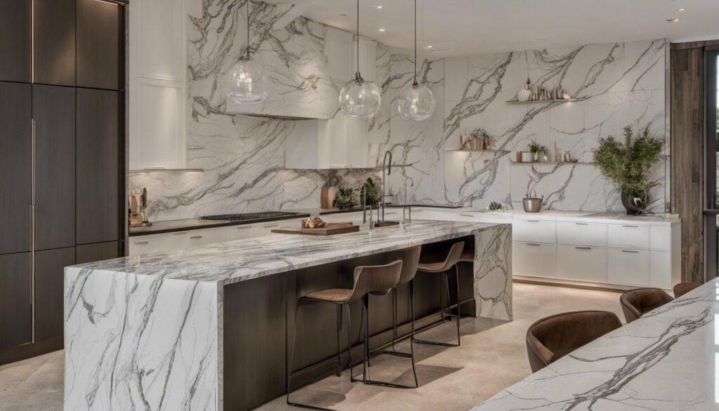 A modern kitchen with a countertop transformation.